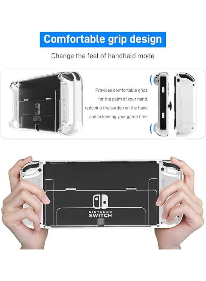 فكرة حافظة شفافة RHOTALL لجهاز Nintendo Switch OLED، غلاف شفاف قابل للتثبيت متوافق مع Switch OLED ووحدة التحكم Joycon، حافظة مريحة للإمساك بها مع تصميم مقاوم للصدمات والخدوش - Image 4